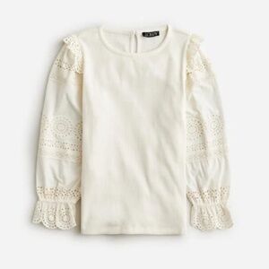 Ruffle-Trim Eyelet Top in Vintage Rib Sz XS